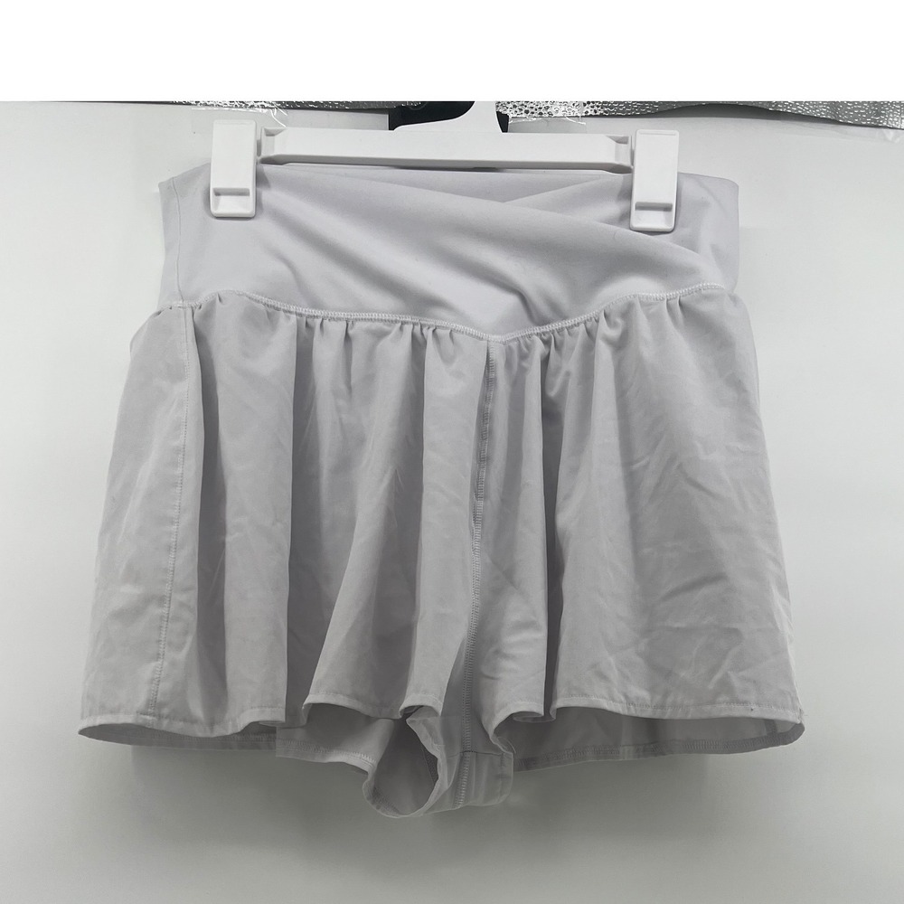 Gottex Studio Skort Womens XL Grey Crossover Waist Ruffle Active Skirt